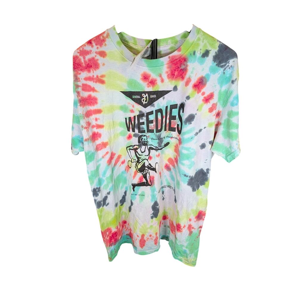 Weedies Tie Dye Graphic Tee Large Novelty Cannabis Streetwear NWT L